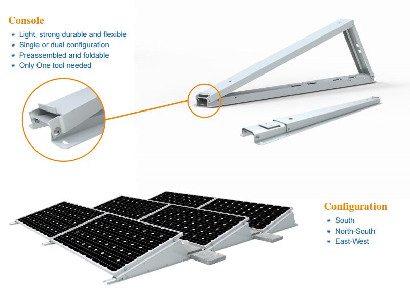 US 200KW Flat Roof Solar Mounting System Ballast I Series