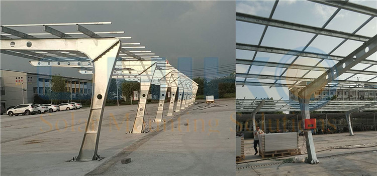 China 103KW Carport Project - CHIKO Steel T-carport Solar Mounting System