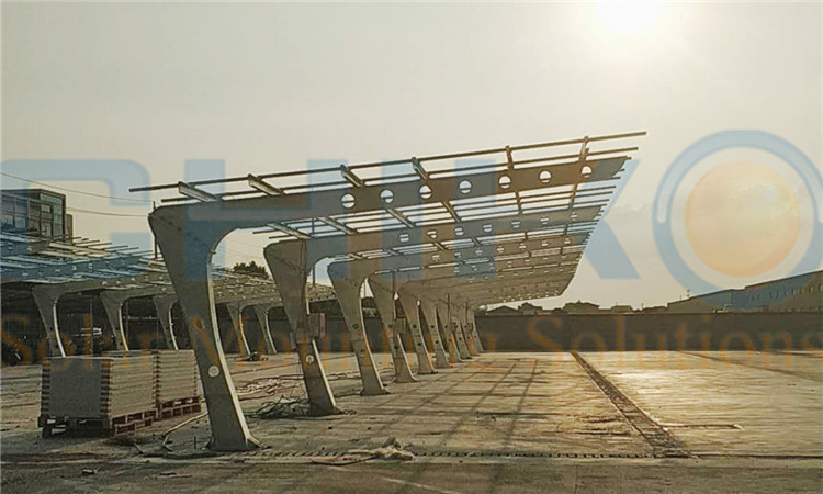 China 103KW Carport Project - CHIKO Steel T-carport Solar Mounting System