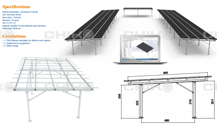 CHIKO Latest Design In 2019 -Two Column Carport Solar Mounting System