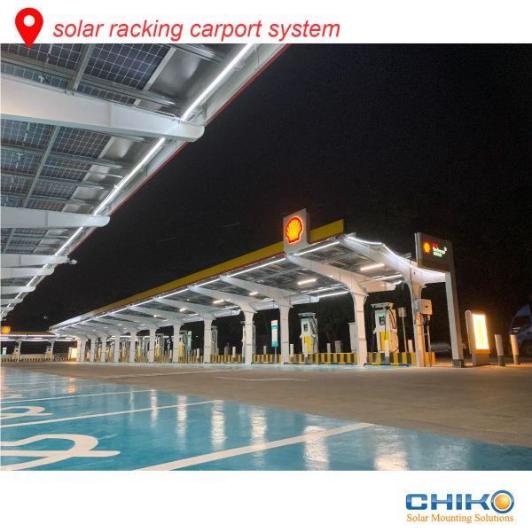 Solar bracket carport under the night scene