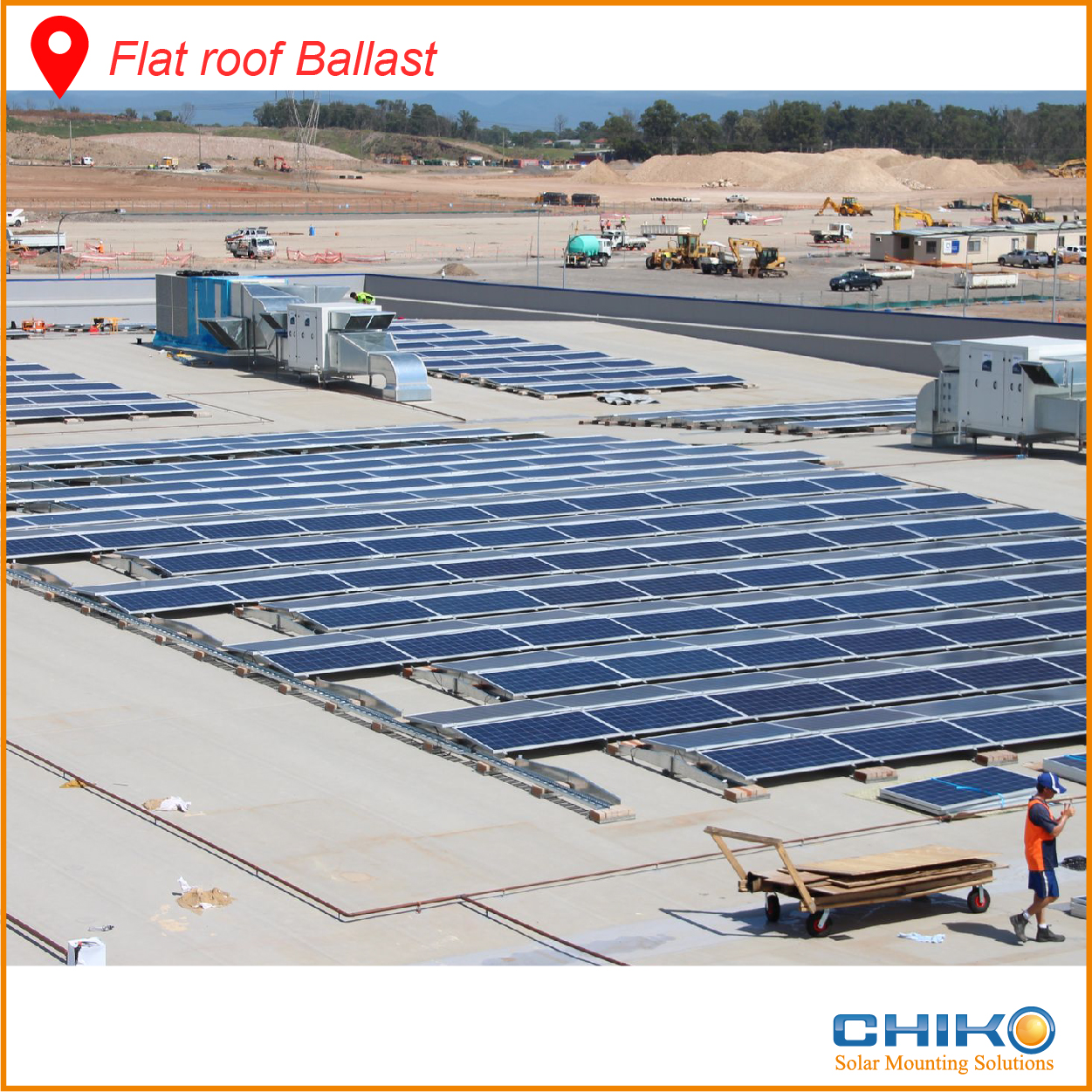 How do commercial flat roofs utilize solar mounting systems?