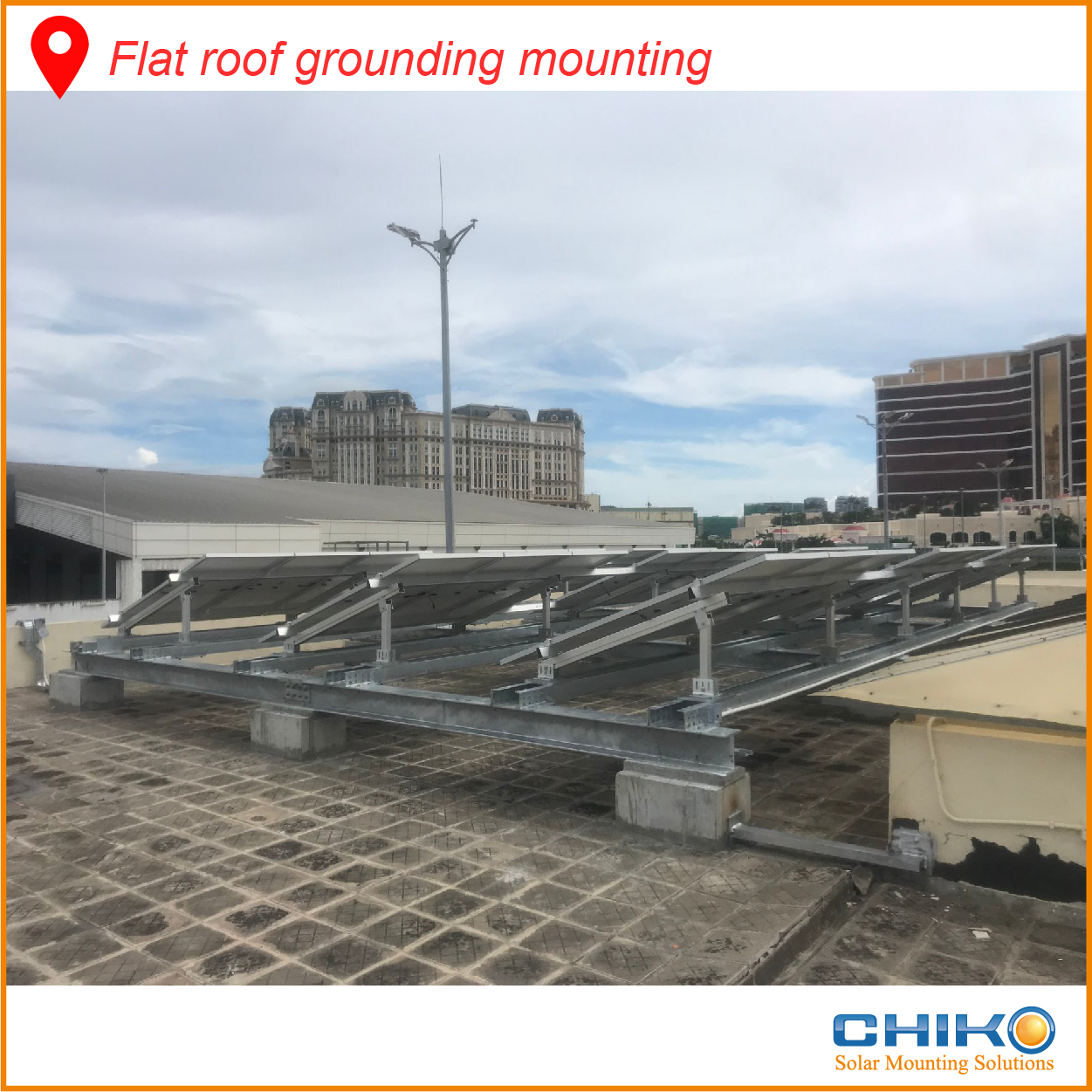 How do commercial flat roofs utilize solar mounting systems?