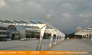 China 103KW Carport Project - CHIKO Steel T-carport Solar Mounting System